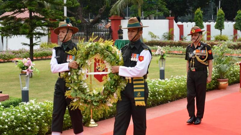 Anil Chauhan during a wreath laying ceremony as the GOC of Indian Army