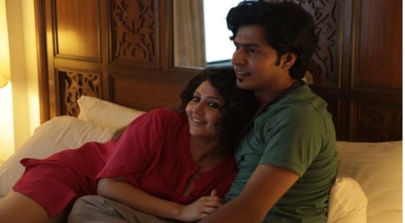 Anirban Bhattacharya as Arnab Sarkar and Swastika Mukherjee as Kamalini Guha in a still from the Tollywood film Shahjahan Regency (2019)