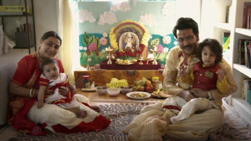 Anirban Bhattacharya as Mr Chatterjee and Rani Mukerji as Mrs. Chatterjee (left) in a still from the Hindi film Mrs Chatterjee Vs Norway (2023)