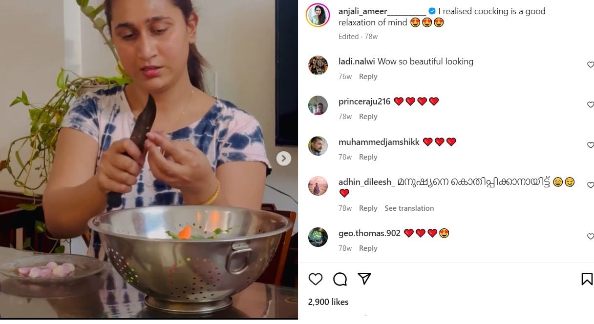 Anjali Ameer while cooking