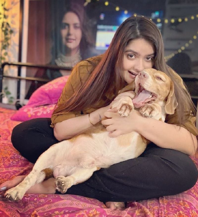 Anjali Anand with her pet dog