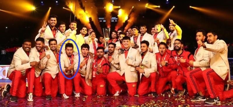 Ankit Malik with his team after winning the trophy in Pro Kabaddi League Season 6