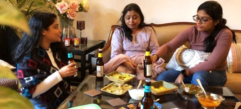 Ankita Bansal enjoying beer with her family