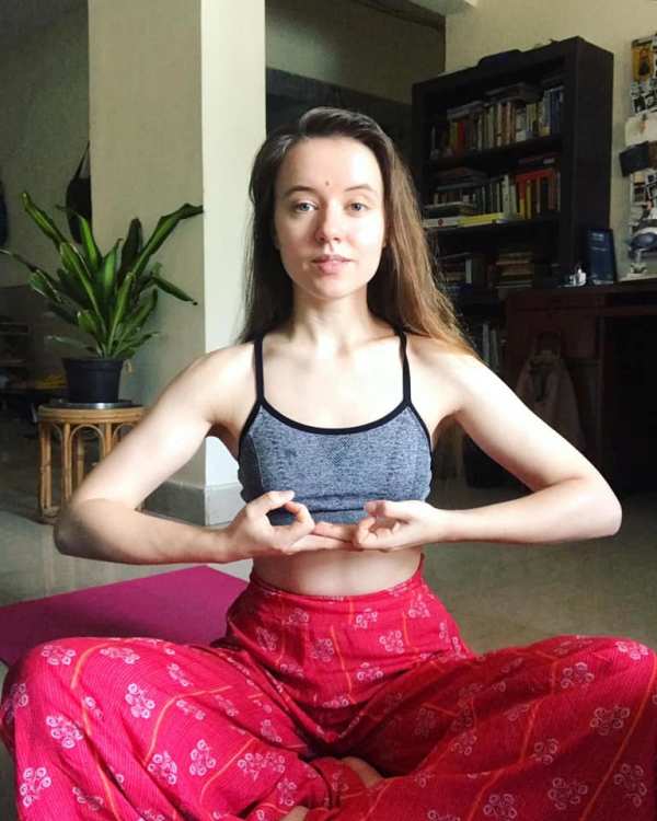 Anna Ador doing Mudra Yoga