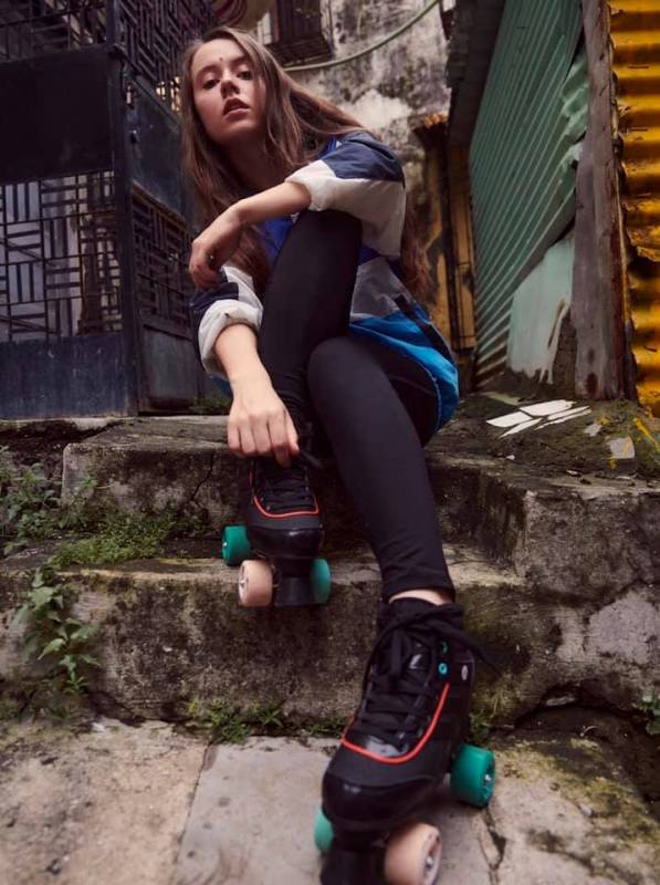 Anna Ador posing while skating