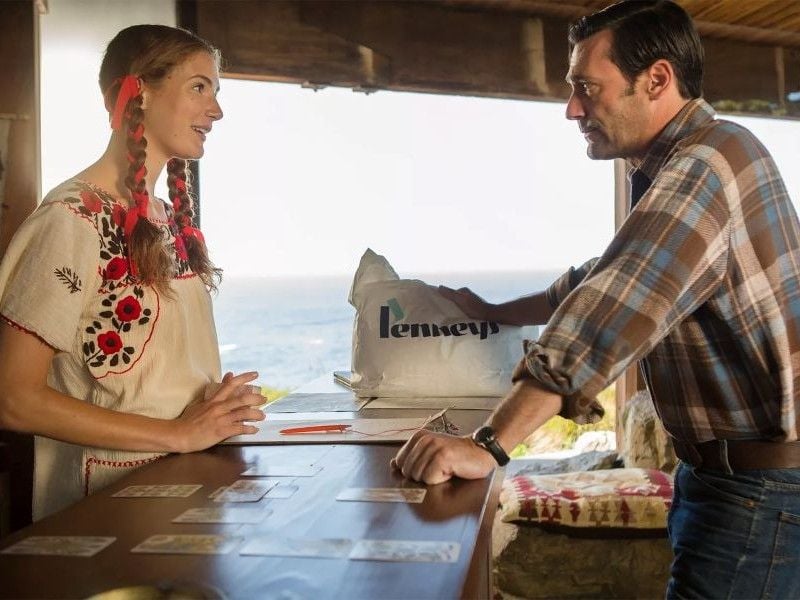 Anna Osceola and Jon Hamm in a still from the finale episode of the show, Mad Men