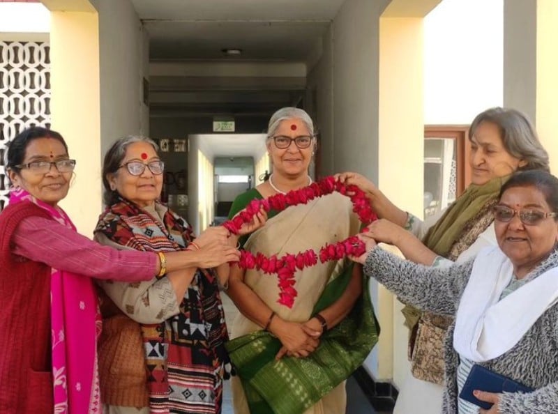 Annie Raja (centre) with other members of the National Federation of Indian Women