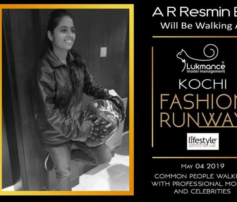 Announcement of Resmin Bai to walk the Kochi Fashion runway