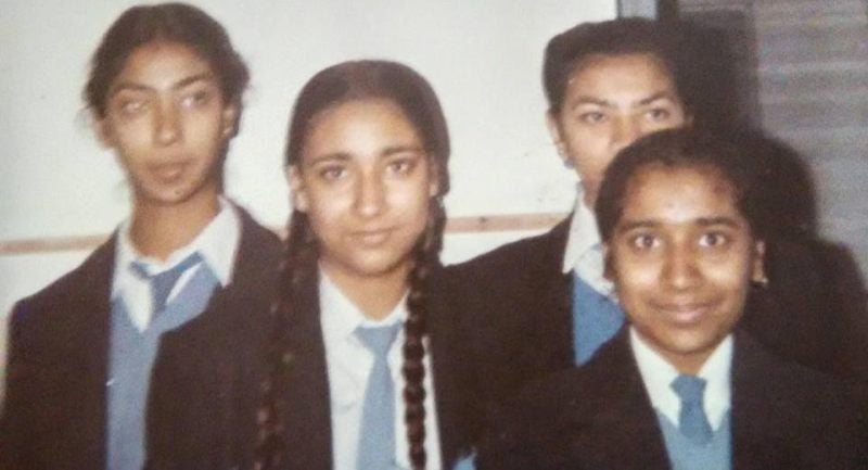 Annupamaa (in centre) with her classmate during her school days