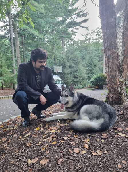 Anoop Menon with a dog