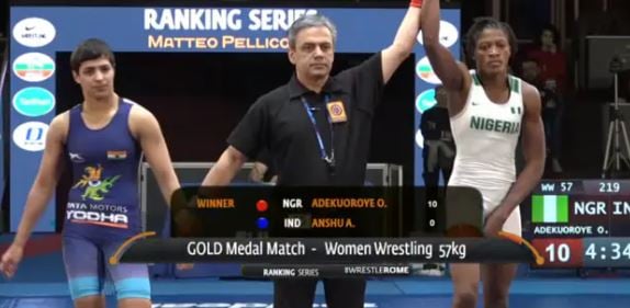 Anshu Malik after the winning the silver in Rome