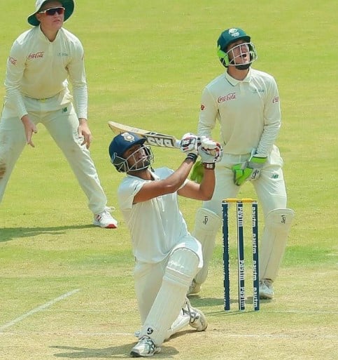 Anshul Kamboj while playing U19 match against South Africa in 2019