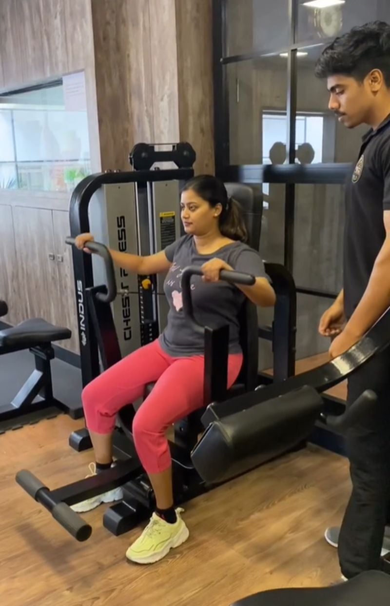 Ansiba Hassan while working out in a gym