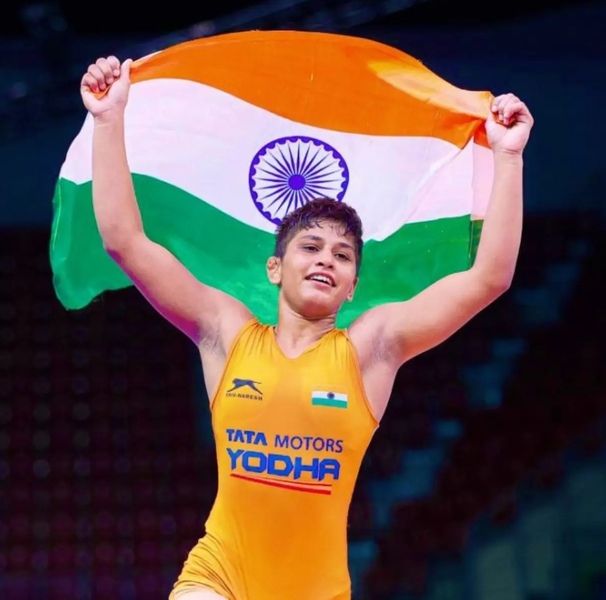 Antim Panghal after becoming the first Indian women