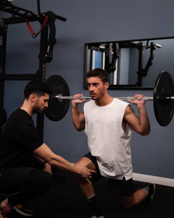 Antonino Spinalbese while working out at a gym