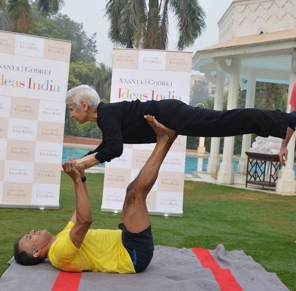 Anu Aga performing Yoga