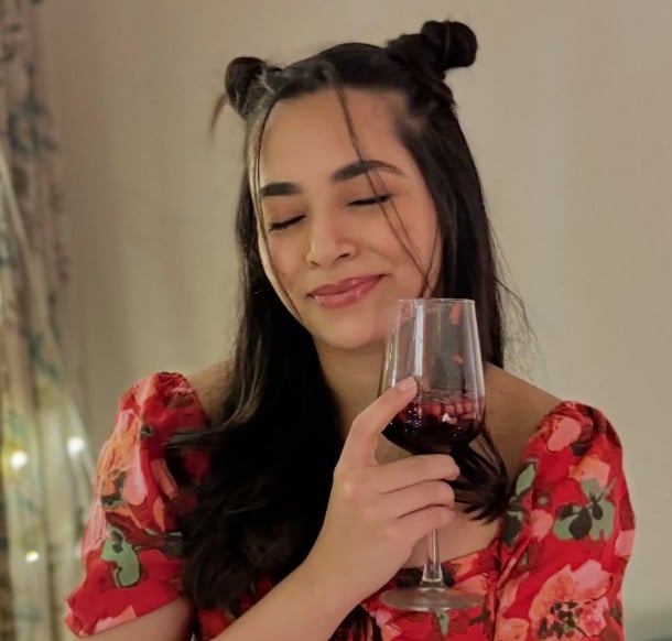 Anubha Arora while enjoying wine