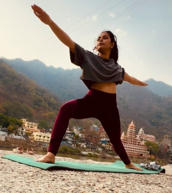Anubha Arora while practising yoga
