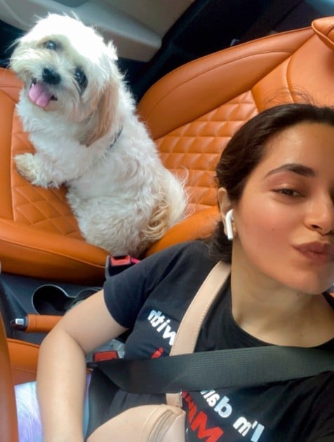 Anubha Arora with her pet dog