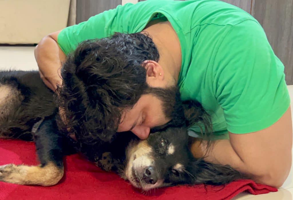 Anubhav Mohanty with a dog