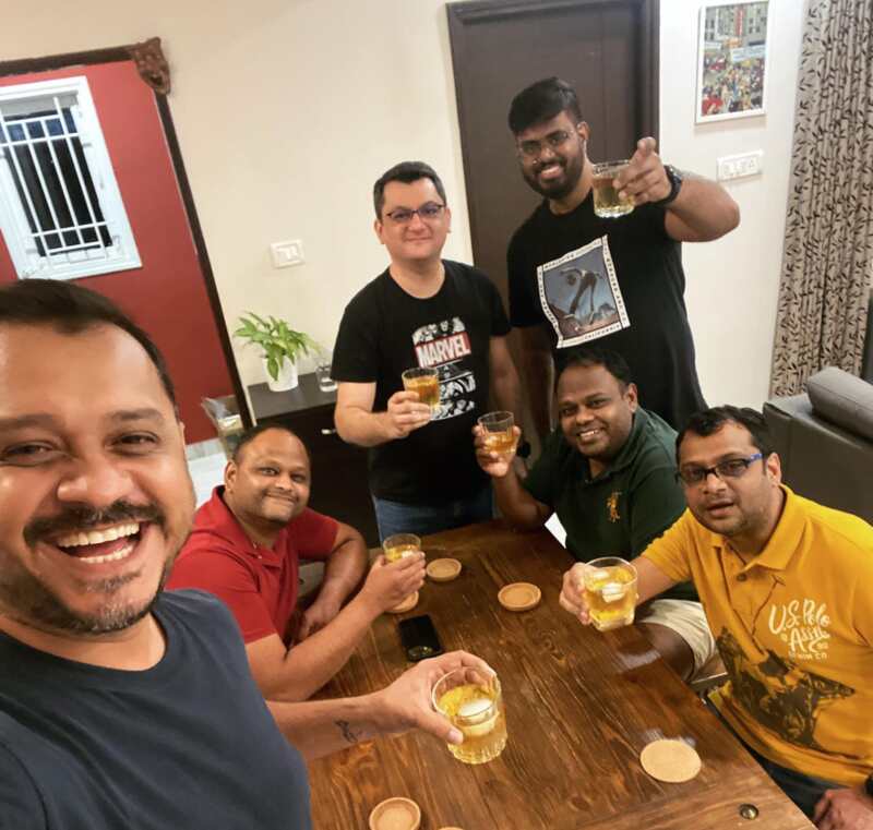 Anuj Gurwara with his friends