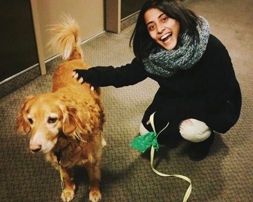 Anula Navlekar with her pet dog