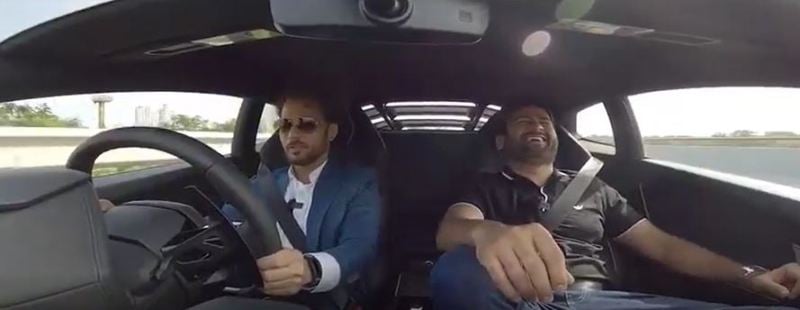 Anupam Mittal while endorsing a Lamborghini Huracan