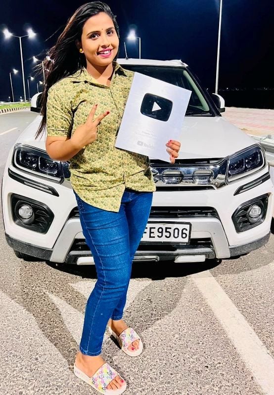 Anupama Yadav with her silver play button