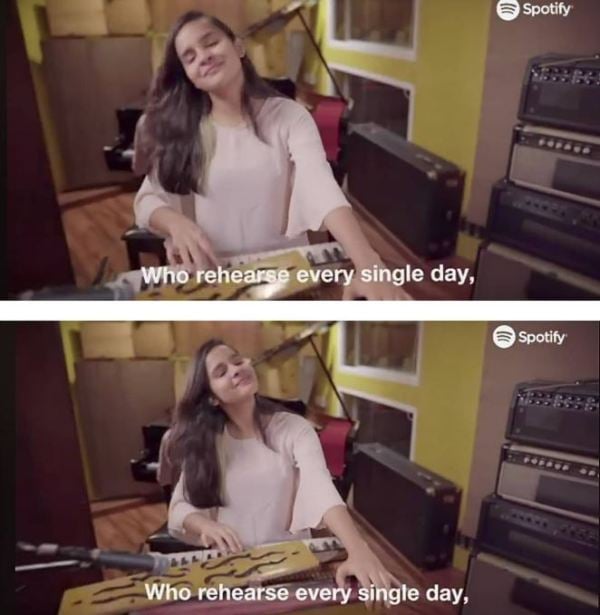 Anupriya Caroli in a still from the advertisement for Spotify