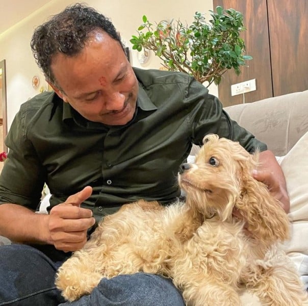 Anurag Bhadouria with his dog, Cooper