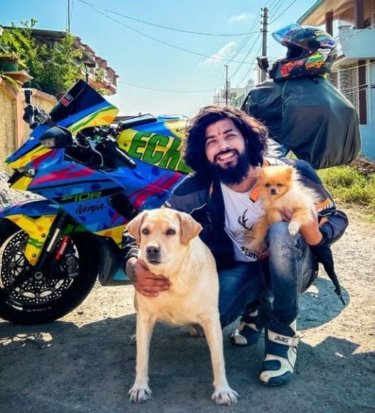 Anurag Dobhal with his dogs