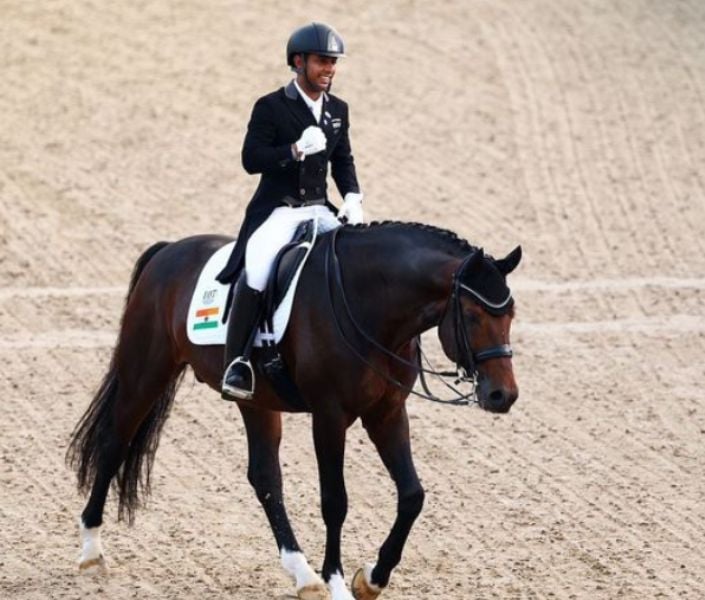 Anush Agarwalla during the dressage event in the 19th Asian Games