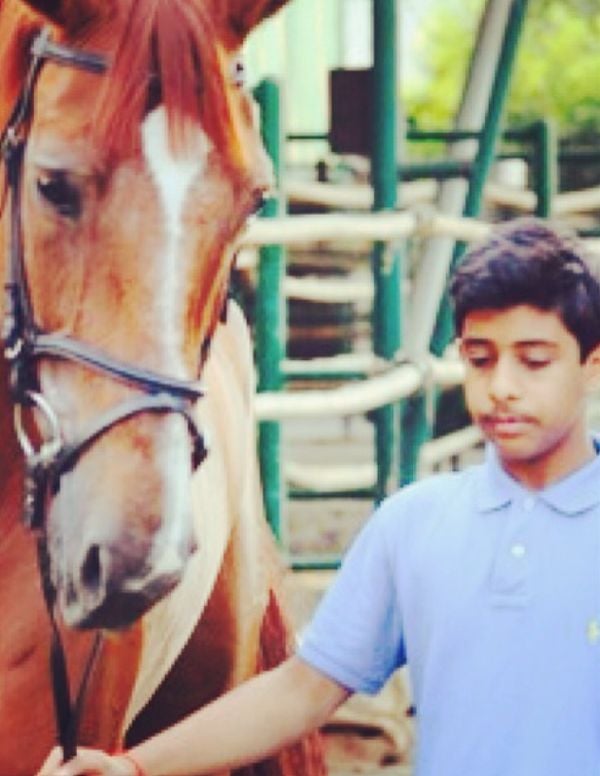 Anush Agarwalla with his horse, Sonntag