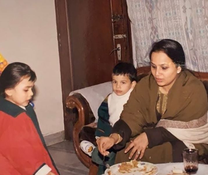 Anuv Jain as a Child with his Mother and Twin Sister