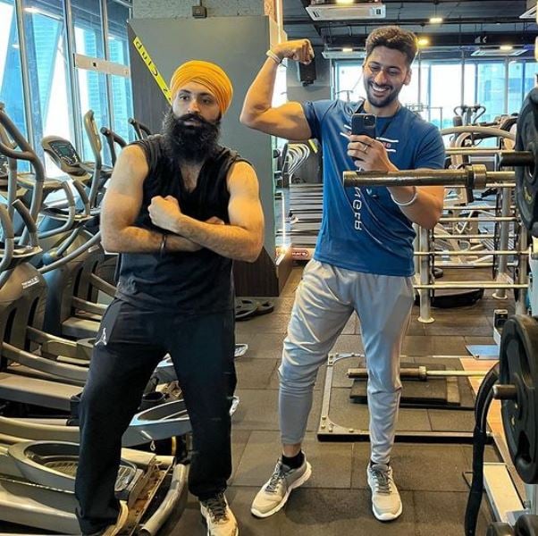 Apinderdeep Singh while working out at a gym