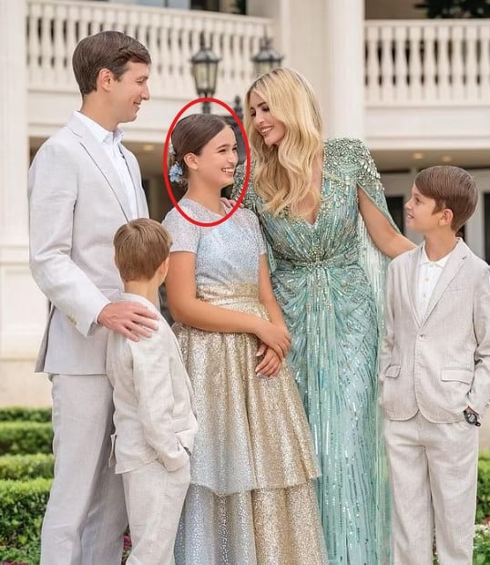 Arabella Rose Kushner with her family after her bat mitzvah, a Jewish coming-of-age ceremony