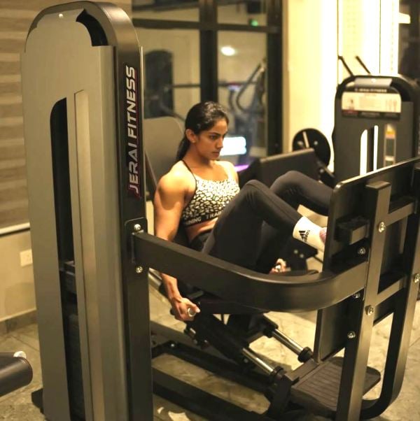 Arathy Krishna while working out at a gym