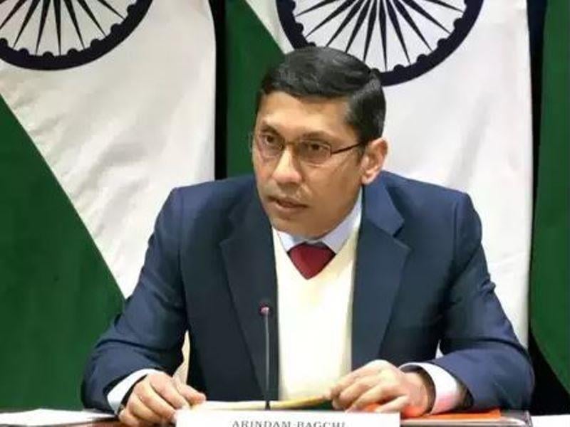 Arindam Bagchi in a press meet as the Spokesperson of MEA
