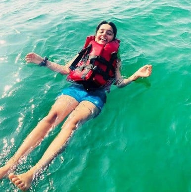 Arista Mehta while enjoying swimming