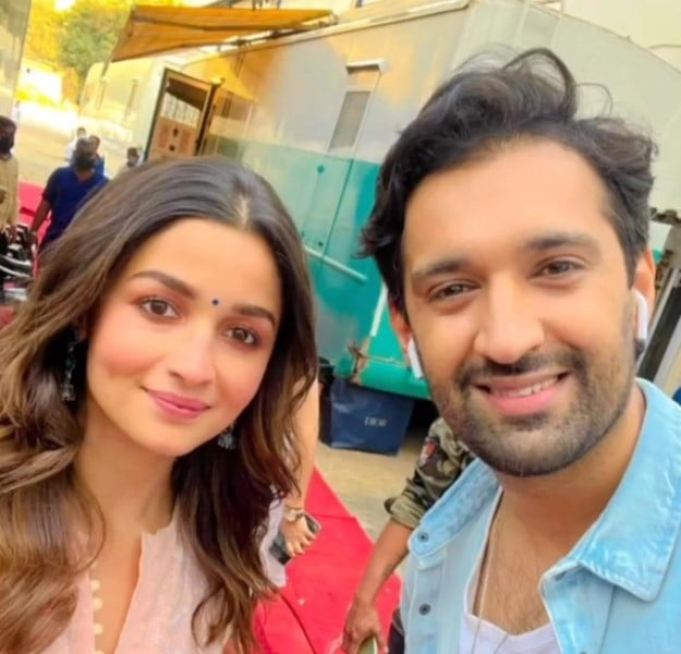 Arjun Aneja with Alia Bhatt (left) during an ad shoot