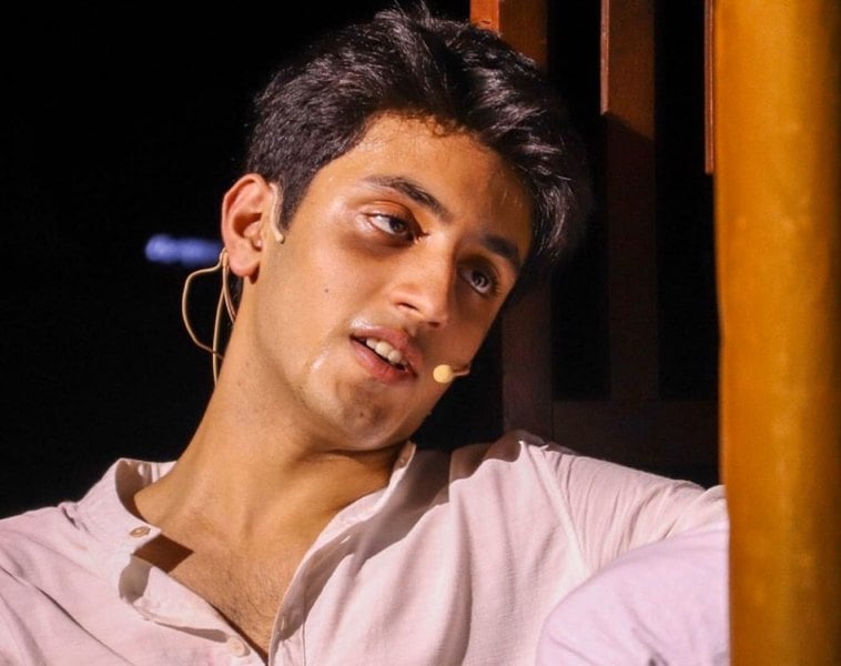 Arjun Deswal playing the role of Devdas in the play ‘Devdas’ at St. Xavier’s College, Mumbai