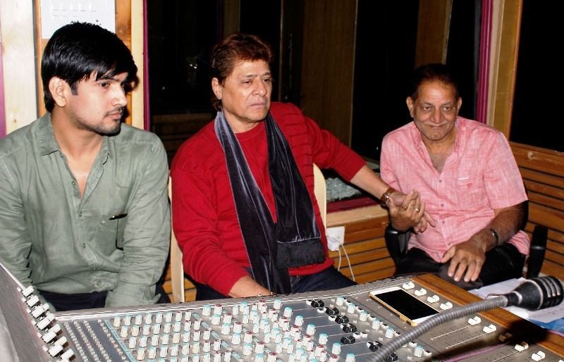 Arjun Firoz Khan recording his debut Bollywood song