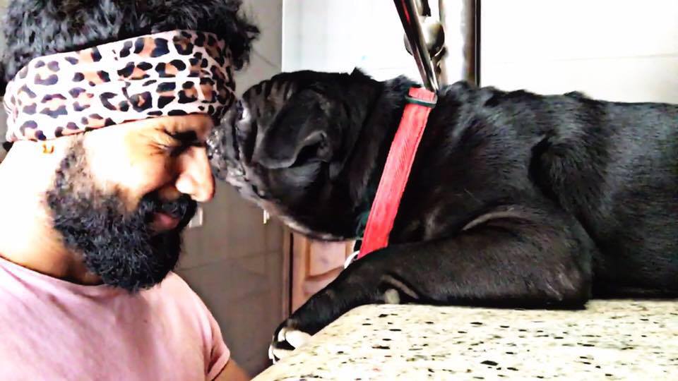 Arjun Gowda with his pet dog