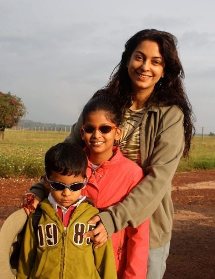 Arjun Mehta in childhood with his mother and sister