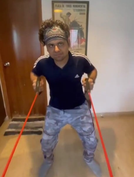 Aroush Datta while doing a physical exercise