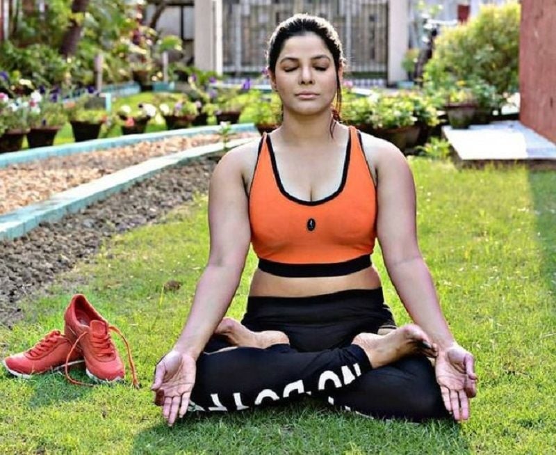 Arpita Mukherjee practising Yoga