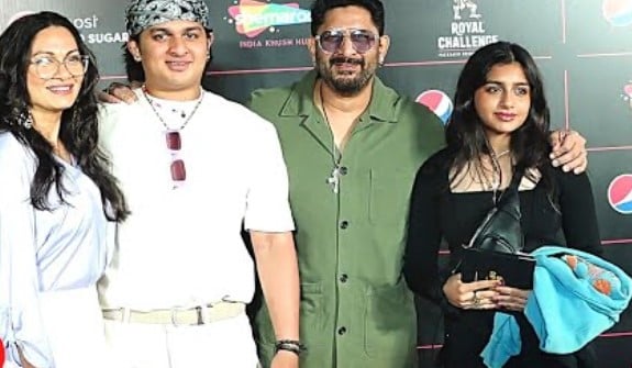 Arshad Warsi while introducing his children to media at an event