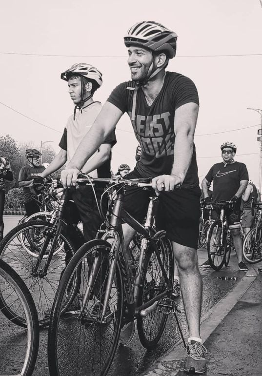Arslan Khan doing cycling