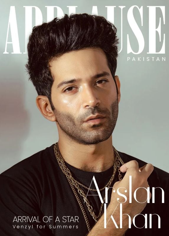 Arslan Khan on the cover page of the magazine Applause Pakistan