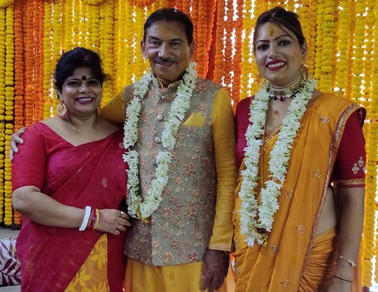 Arun Lal with his first wife Reena (left) and Bul Bul Saha